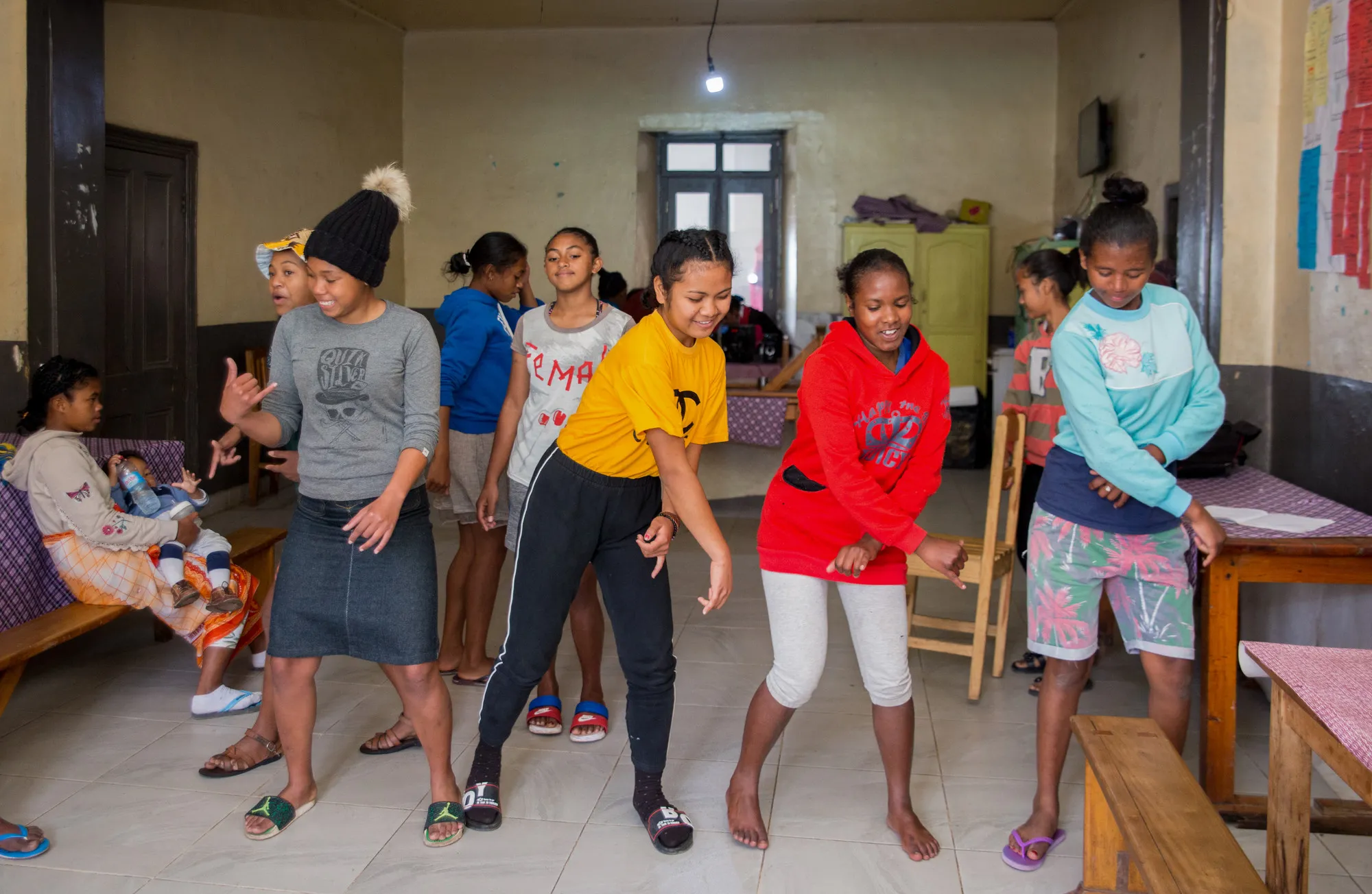 Girls dancing and celebrating